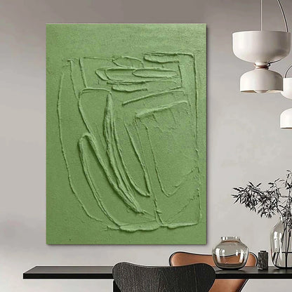 Green Relief Abstract Art for Minimalist Home Office & Calm Reading Nooks DLZ0290