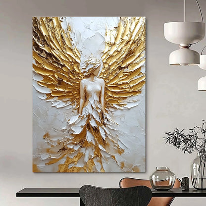 Textured Golden Angel Figure Art for Luxury Bedroom & Spiritual Wellness Center STSC142