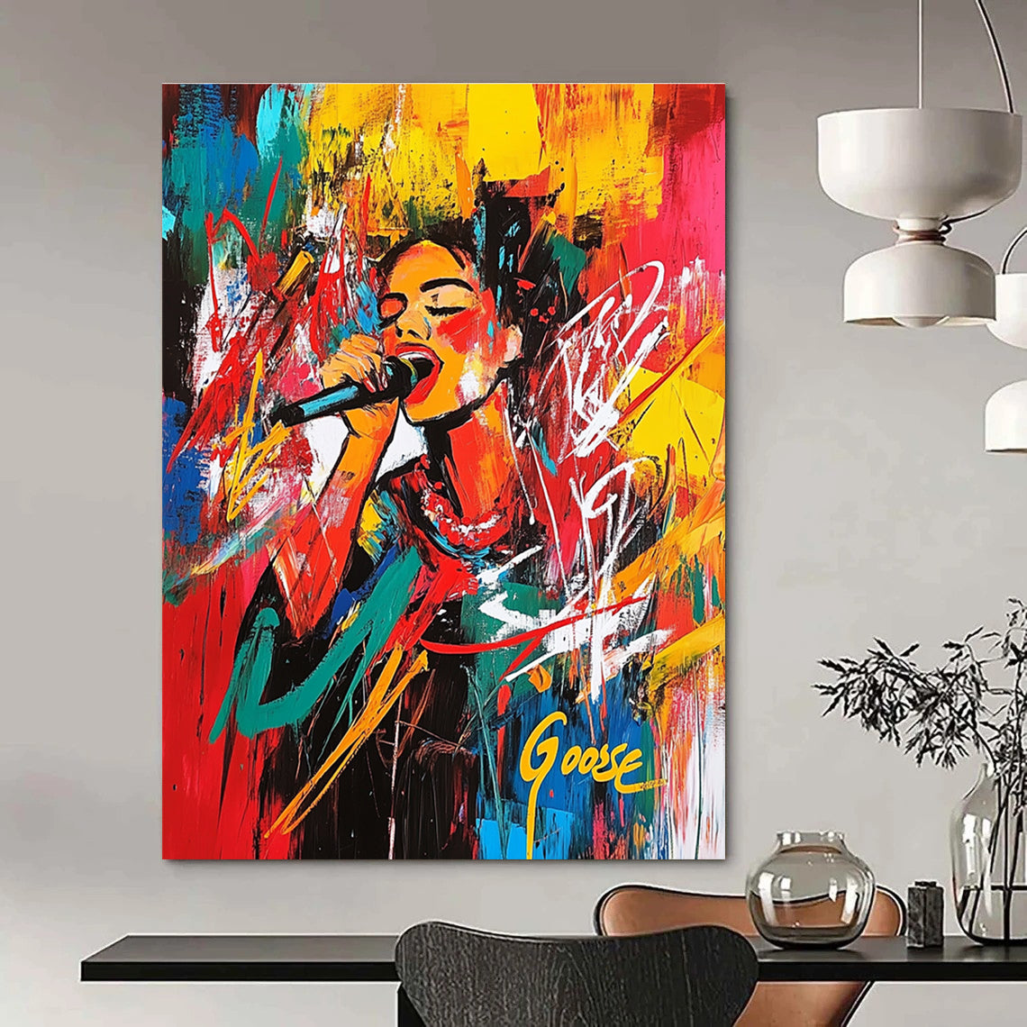 Colorful Singer Portrait Art for Music Room & Café STSC707
