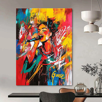 Colorful Singer Portrait Art for Music Room & Café STSC707