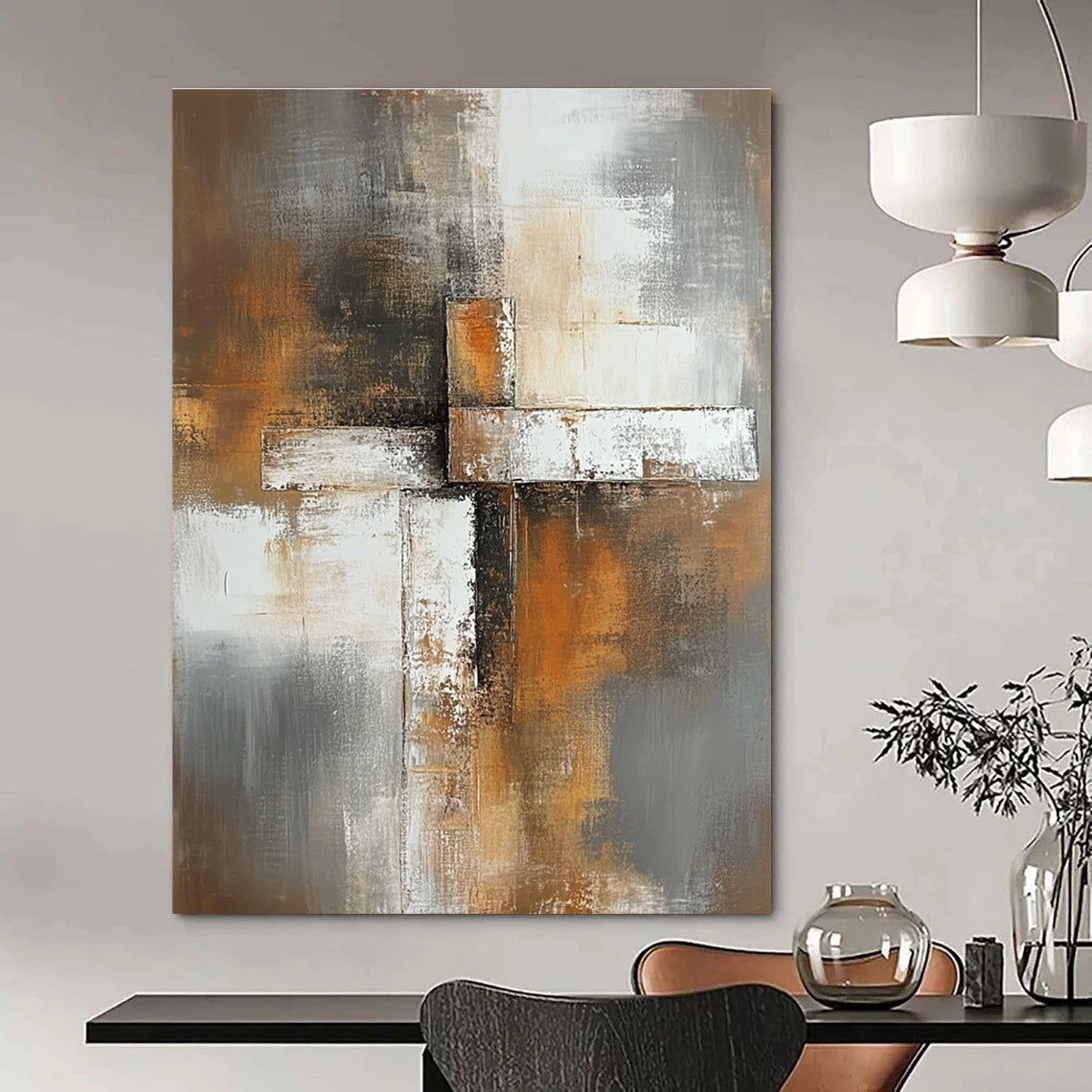 Textured Cross Art for Industrial - Style Café & Art Gallery Corridor STSC811