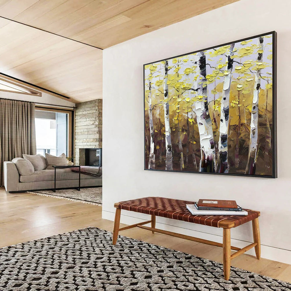 Golden Birch Forest Painting for Autumn - Themed Restaurant DLZ3010