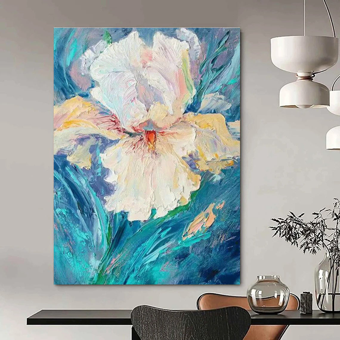 White Iris Flower Art for Shabby - Chic Bridal Suite & Feminine Floral Boutique DLZ0949