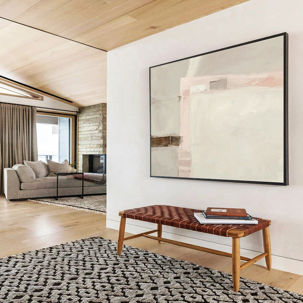 Light Pink - Grey Tone Abstract Art for Minimalist Bedroom DLZ2816