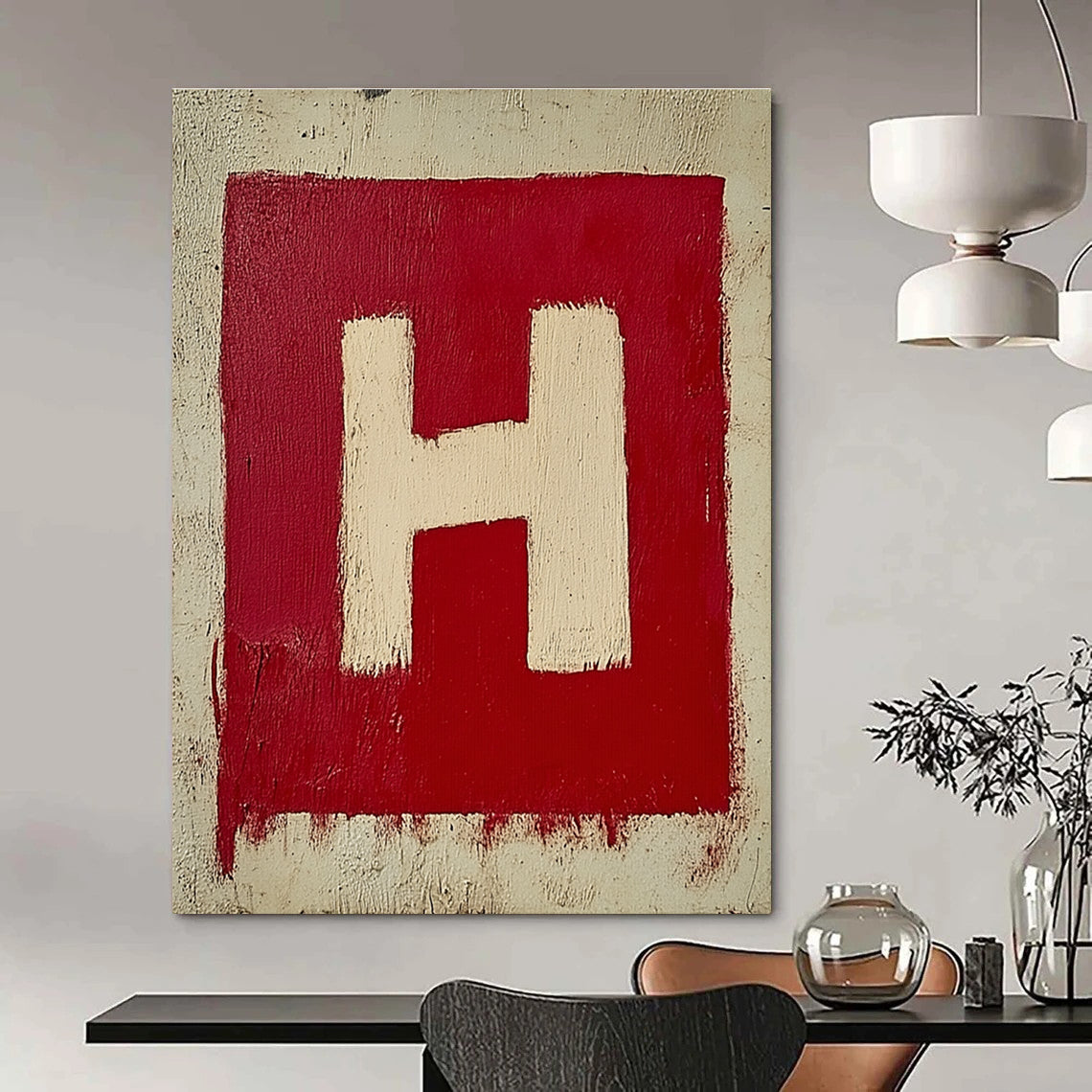 Red and White “H” for Industrial - Style Loft & Minimalist Office STSC1163