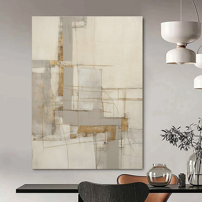 Grey - Gold Geometric Abstract Art for Corporate Lobby & Art Deco - Style Residence DLZ1329