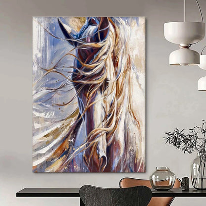 Majestic White Horse Art for Equestrian Club & Elegant Living Room DLZ2353