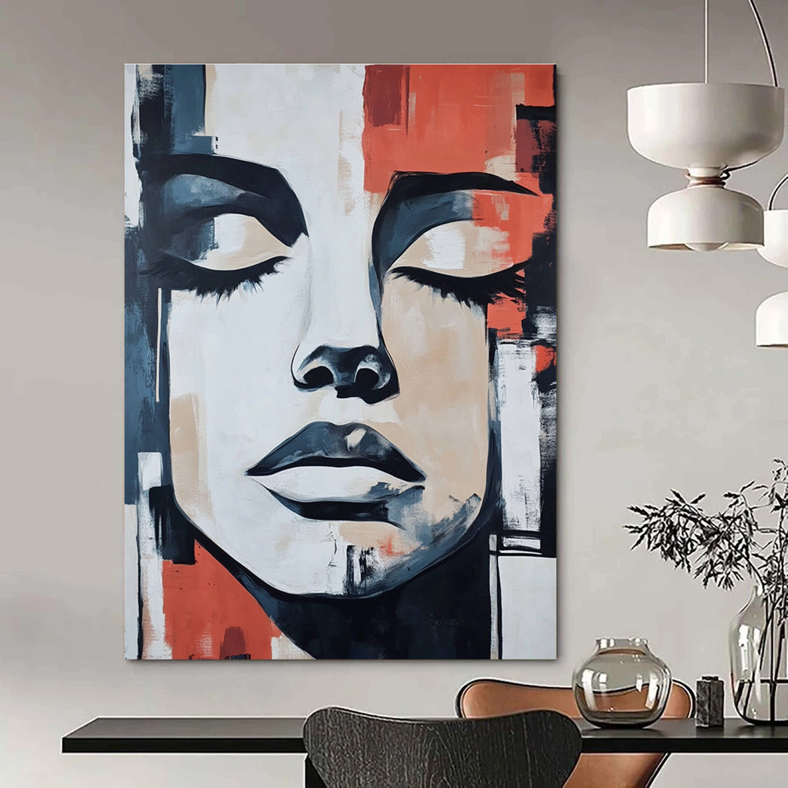 Abstract Face with Geometric Background for Contemporary Art Gallery & Stylish Beauty Salon STSC991