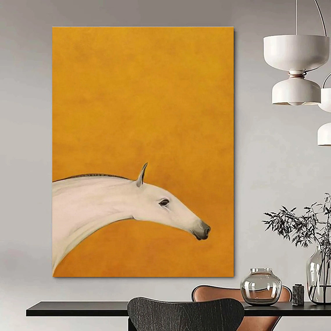 White Horse Head Art for Living Room & Study DLZ0431