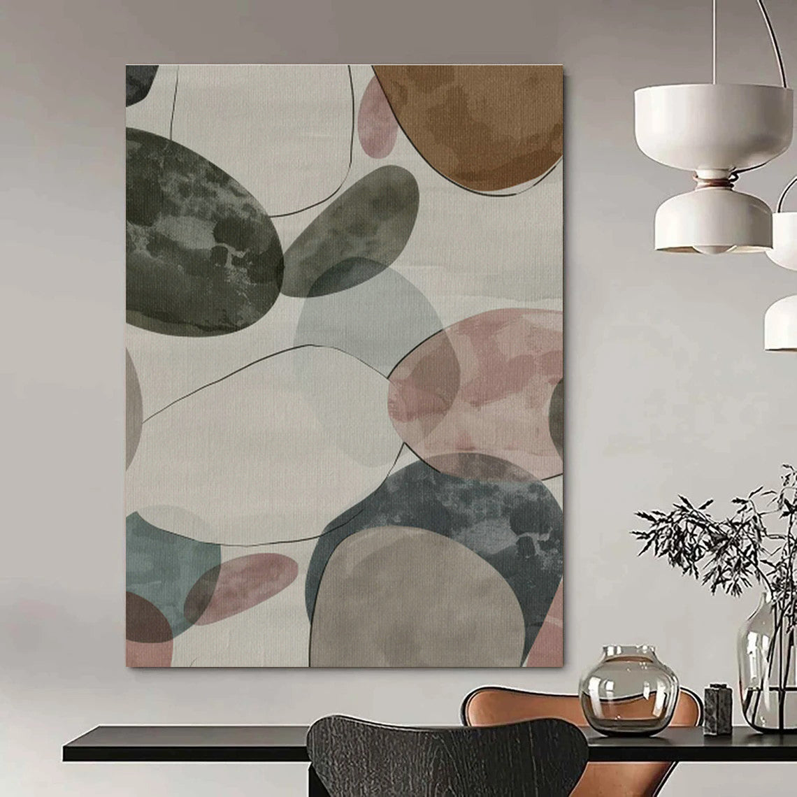 Colorful Stone - Shaped Abstract Art for Coastal Café & Home Kitchen DLZ1164