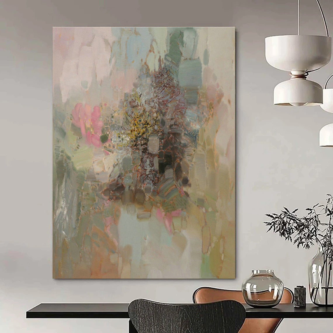 Pastel Abstract Flowers Art for Feminine Boutique & Home Garden Room DLZ2076