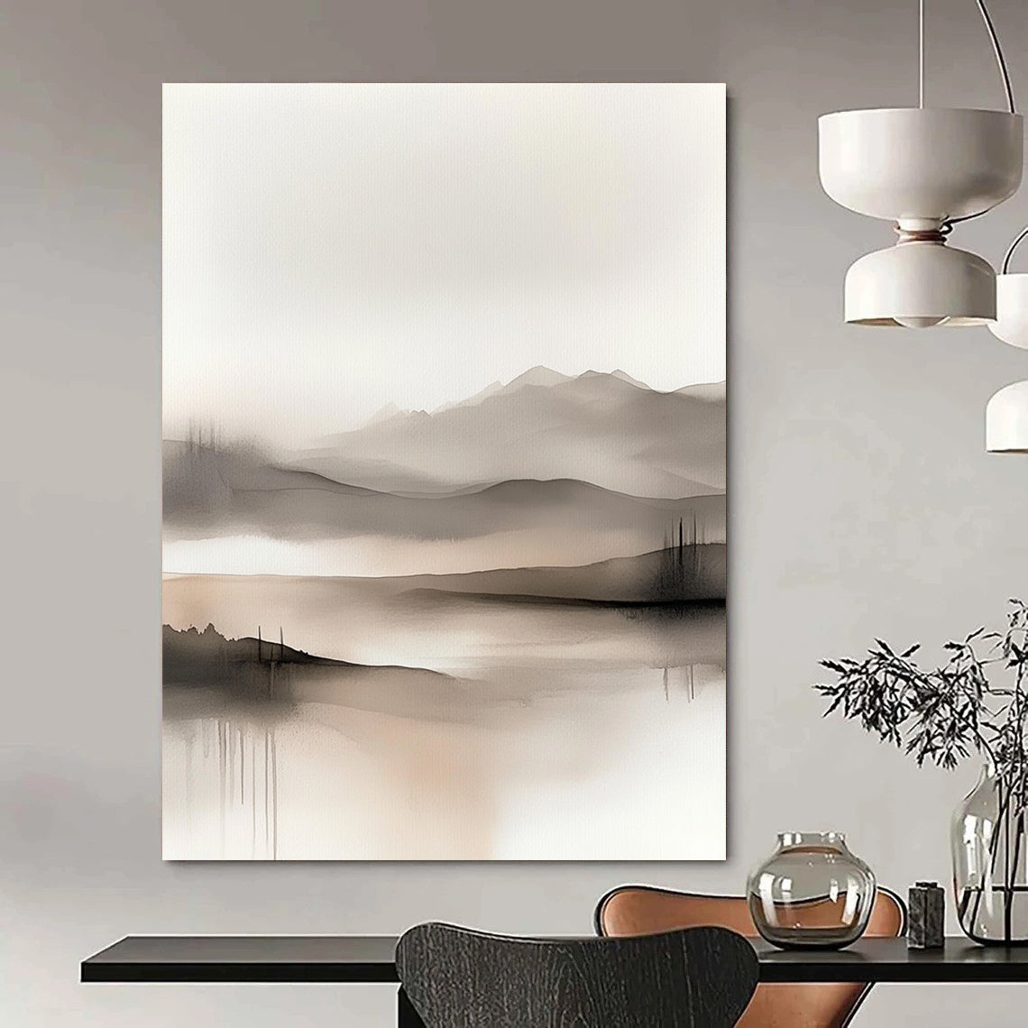 Ink - Wash Landscape for Traditional - Style Study & Zen - Inspired Home STSC504