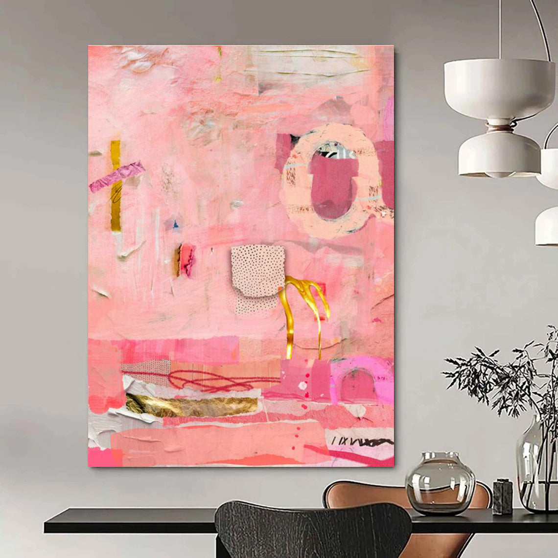 Pink - Themed Collage Abstract Art for Girly Salon Waiting Areas DLZ0087