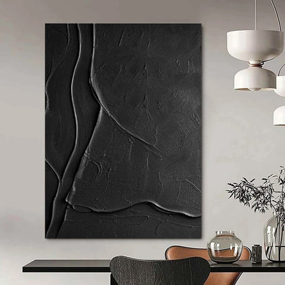 Black Textured Abstract Art for Industrial - Style Loft & Modern Art Gallery DLZ1970