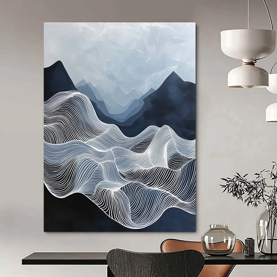 Line - Drawn Mountain Landscape for Outdoor Enthusiast’s Home & Nature - Themed Gallery STSC1147