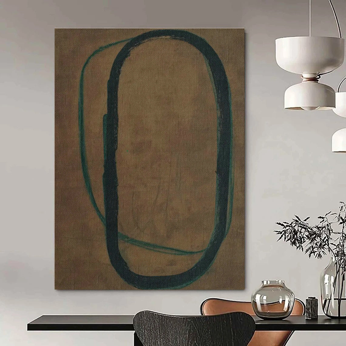 Minimalist Double - Loop Abstract Art for Modern Office & Home Study DLZ1160