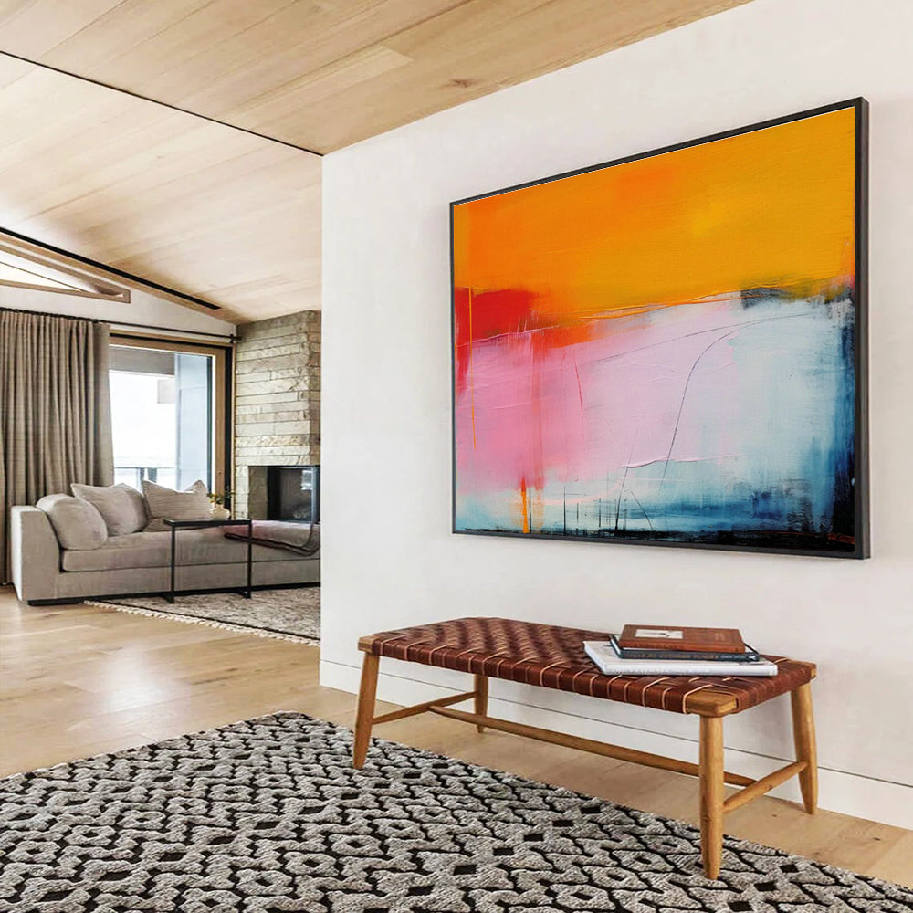 Orange - Pink Gradient Abstract Art for Modern Dining Room DLZ2883