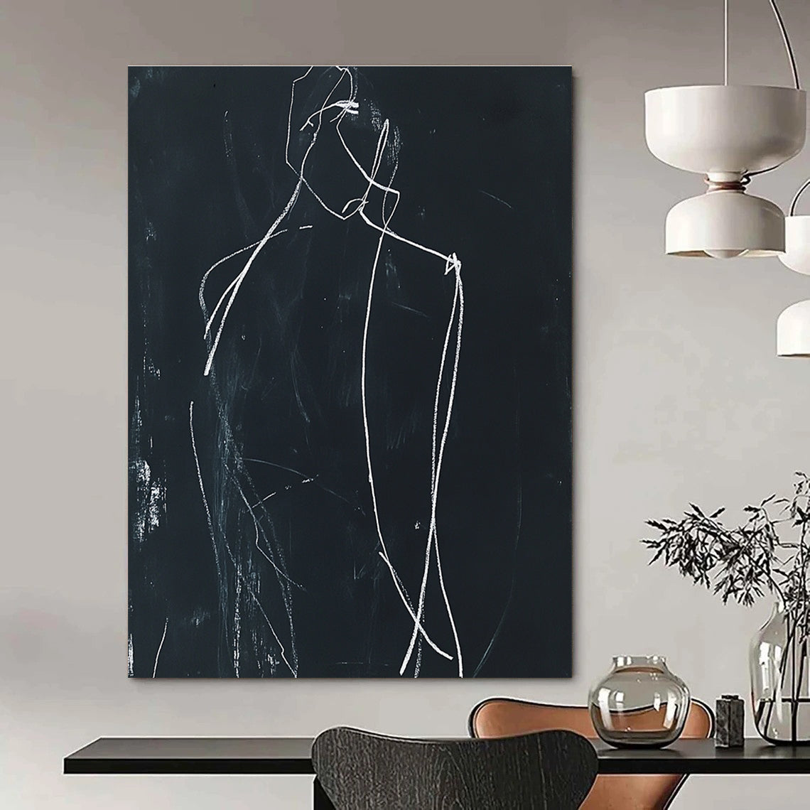 Minimalist Figure Sketch for Modern Minimalist Bedroom & Contemporary Art Exhibition STSC976