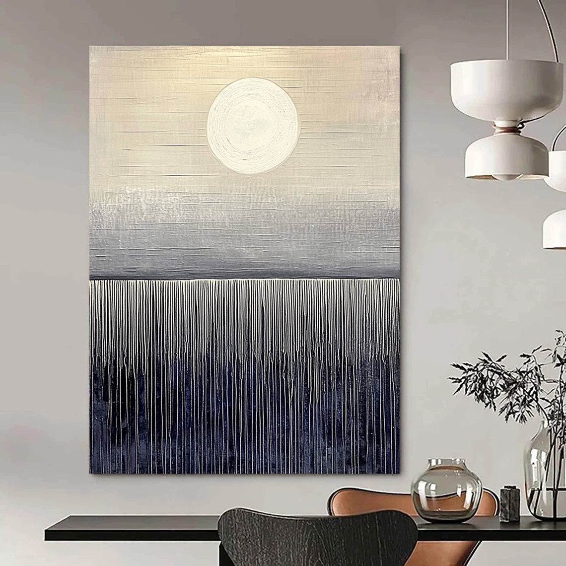 Minimalist Sun and Field Art for Modern Office Reception & Serene Home Study STSC1030