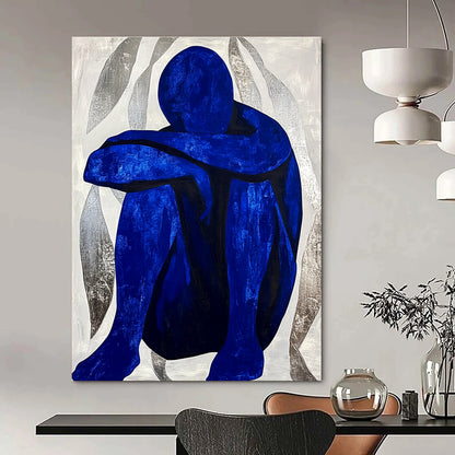 Blue Figure in Contemplation for Meditation Space & Thoughtful Library STSC922