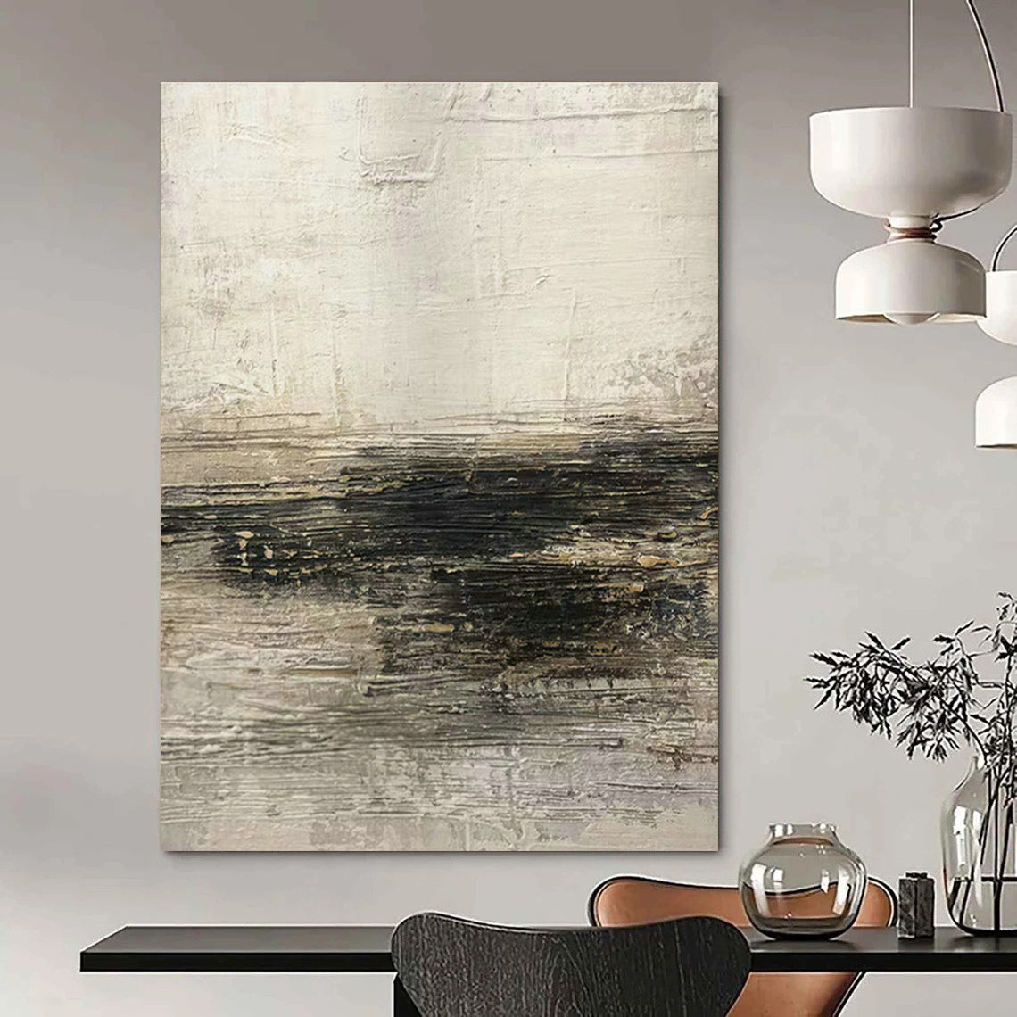 Gray - White Textured Abstract Art for Rustic Art Studio & Industrial - Chic Café DLZ1883