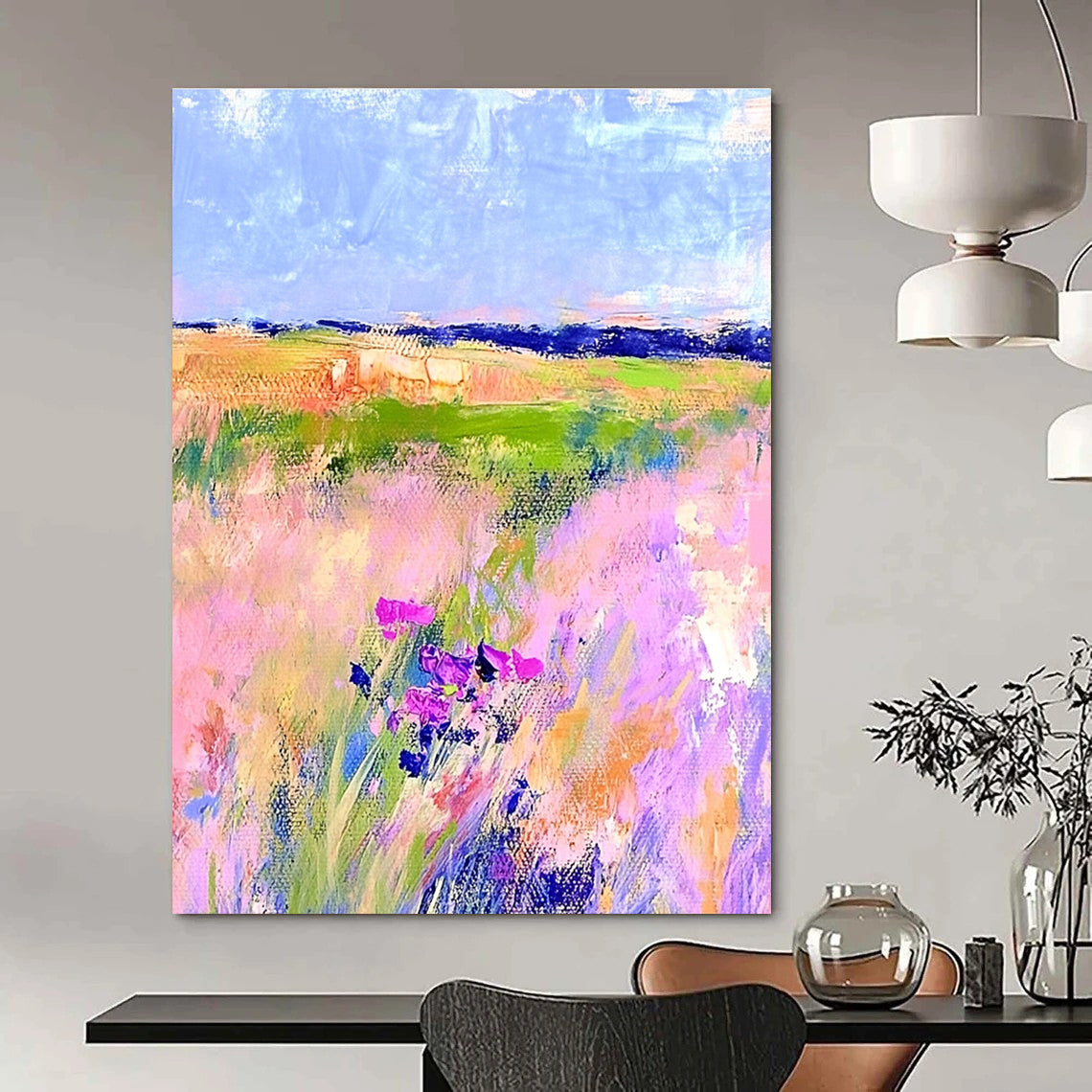 Pink Field with Flowers for Romantic Home Bedroom & Feminine Art Boutique STSC1018