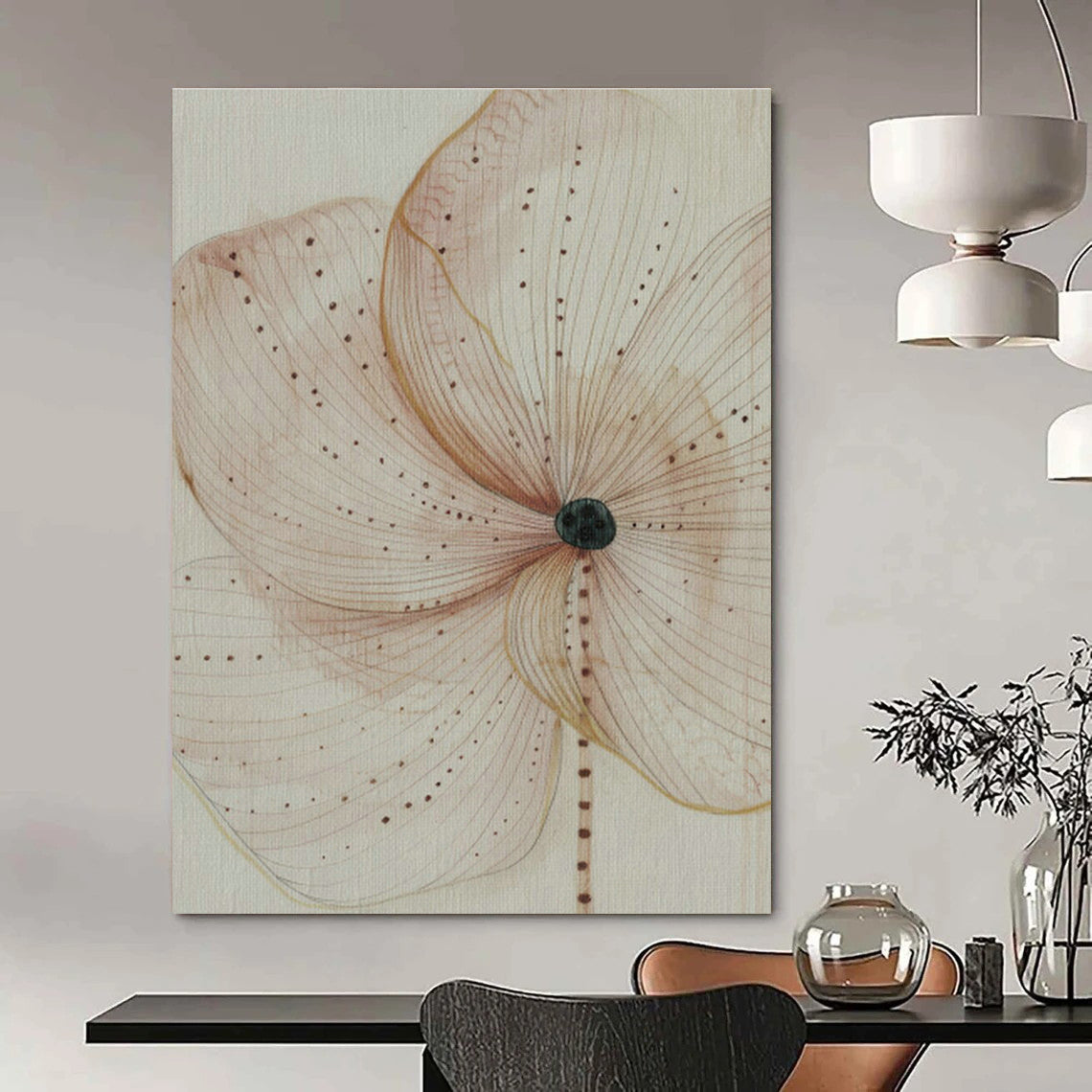 Light Brown Flower Drawing for Bedroom & Living Room DLZ0410