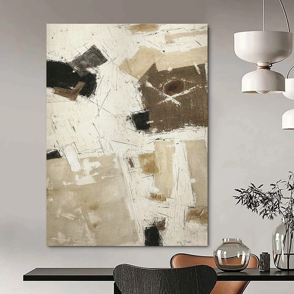 Black - White - Brown Abstract Art for Modern Art Gallery & Creative Studio DLZ1871