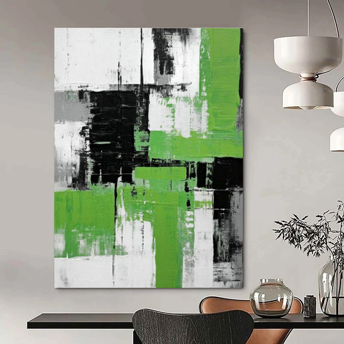 Green - White Geometric Art for Eco - Friendly Home Entryways DLZ0277