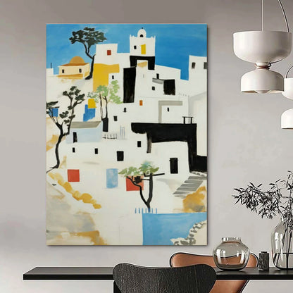 White Building Landscape Art for Mediterranean - Style Villa & Travel Agency Office DLZ1769