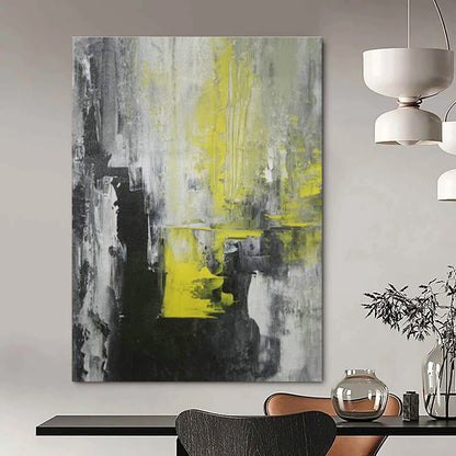 Gray - Yellow Abstract Art for Industrial Office Break Rooms DLZ0063