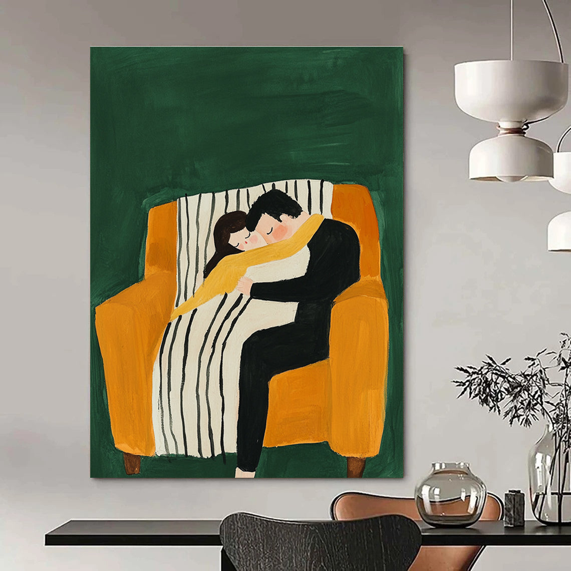 Couple Sleeping on Sofa Art for Cozy Home Living Room & Relationship Counseling Office STSC1054
