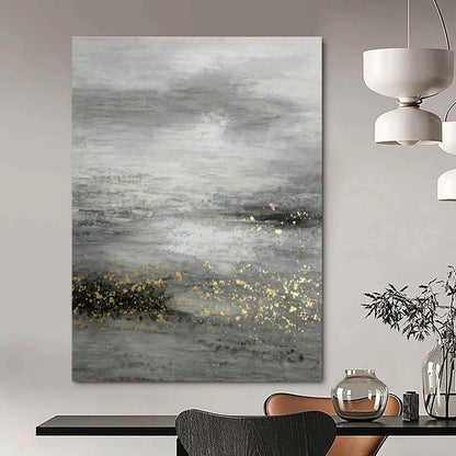 Grey - Gold Ocean Abstract Art for Living Room & Bedroom DLZ0534