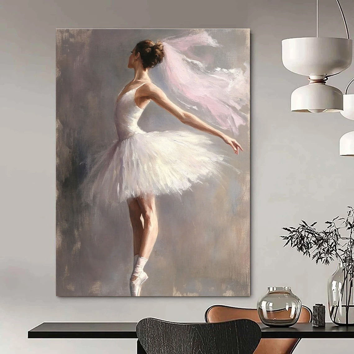 Ballerina in White Tutu for Classical Dance Studio & Elegant Home Dining Room STSC1004