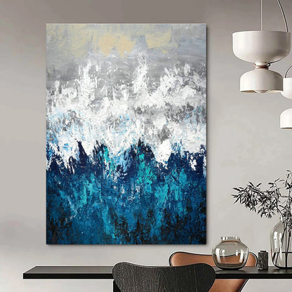 Grey - White - Blue Mountain Abstract Art for Living Room & Study DLZ0443