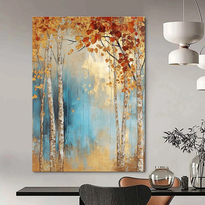 Golden Autumn Birch Trees for Cozy Living Room & Fall - Themed Café STSC301