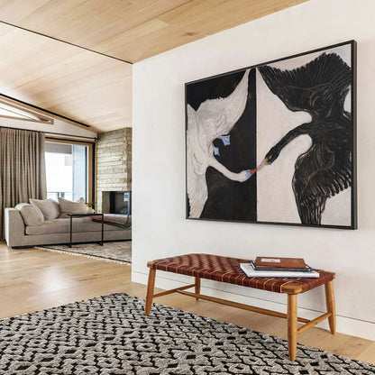 Black - White Swan Oil Painting for Symbolic Home Offices DLZ2509