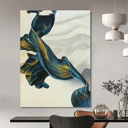 Blue - Gold Ribbon Art for Living Room & Bedroom DLZ0479