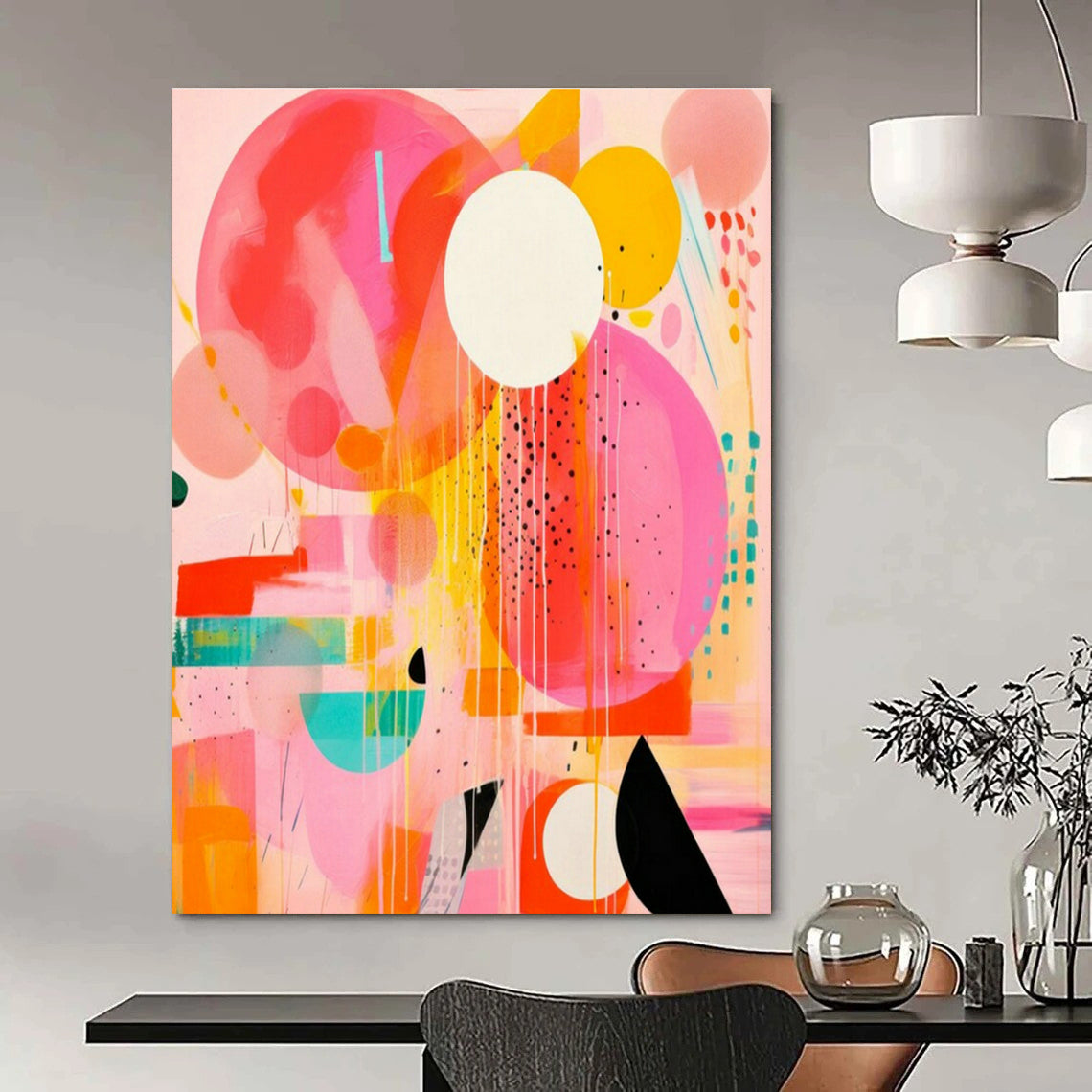 Colorful Circle Drip Art for Modern Living Room & Creative Café DLZ2090