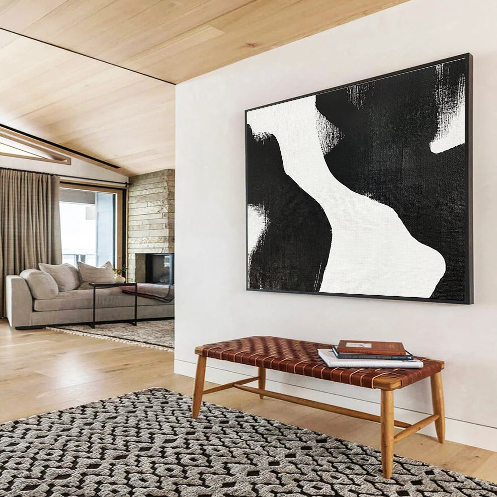 Black and White Organic Shapes Art for Minimalist Home Office & Modern Art Exhibition SC439