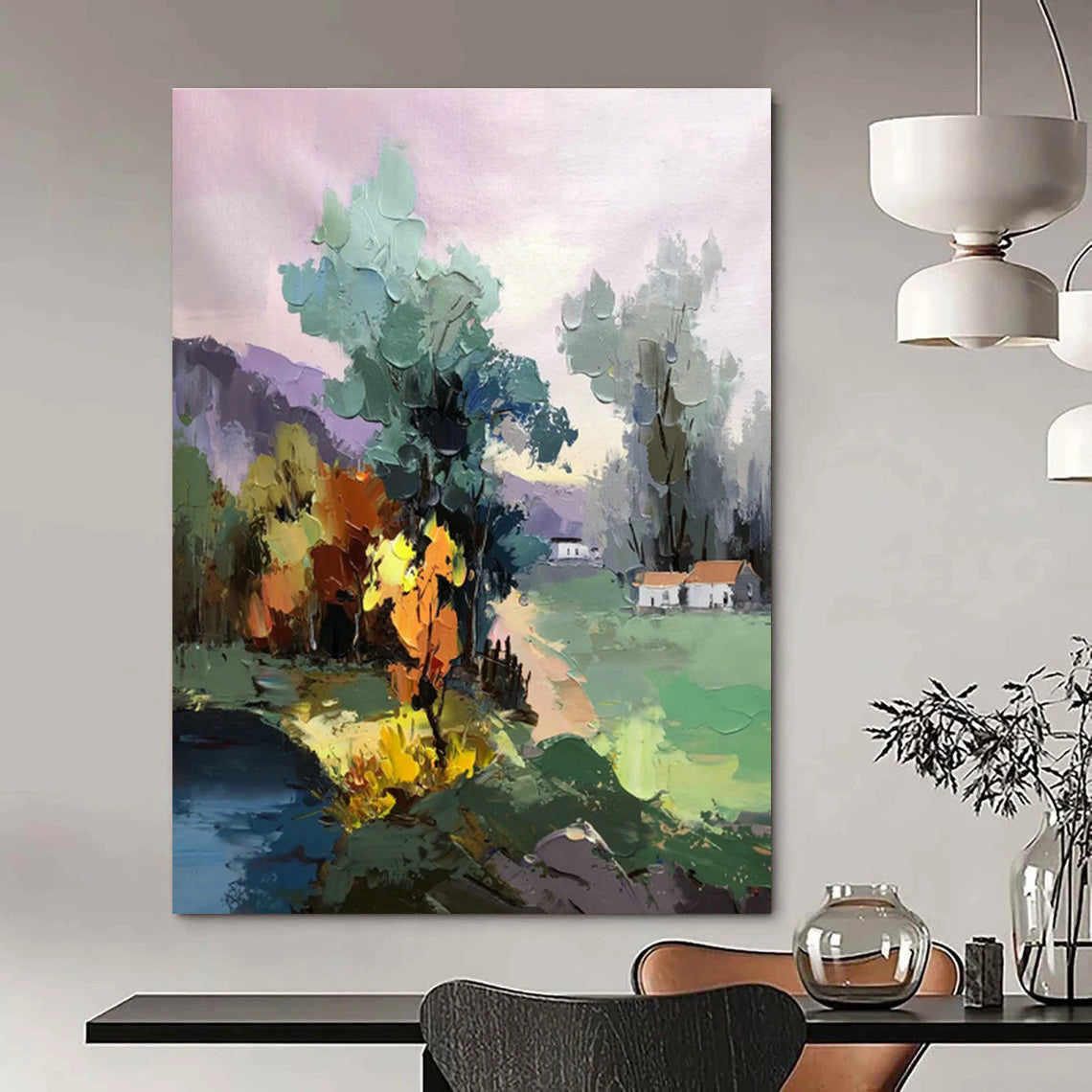 Rural Landscape Painting for Farmhouse Kitchen & Eco - Friendly B&B DLZ1296