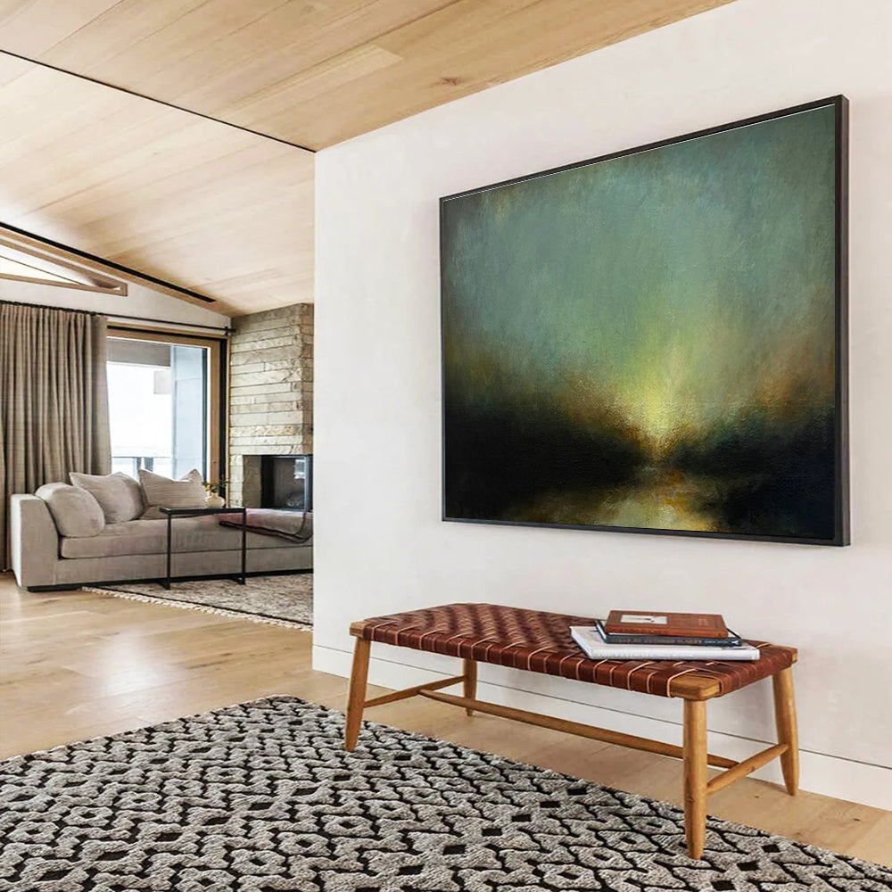 Dark Green Landscape Oil Painting for Eco - Friendly Lodge Common Areas DLZ3161