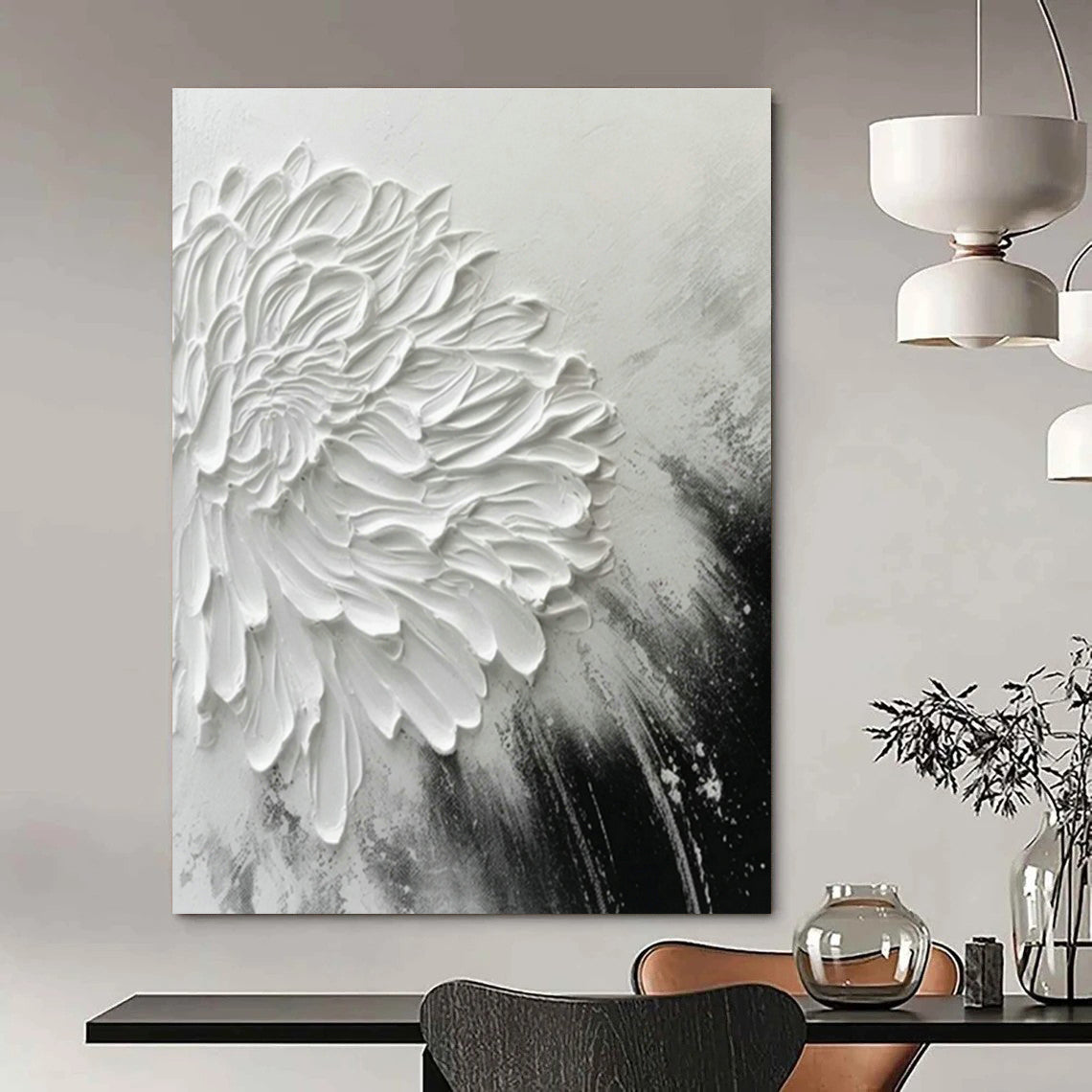 3D White Flower Abstract for Romantic Bedroom & Botanical Café DLZ0902