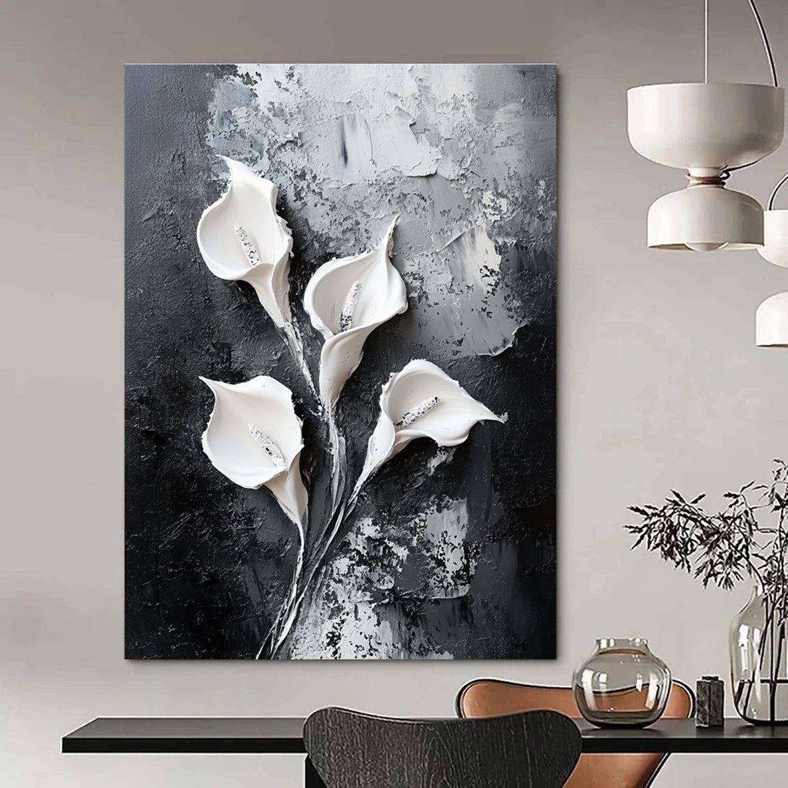 Textured Flower Relief for Sophisticated Home Dining Room & High - End Floral Art Space STSC509