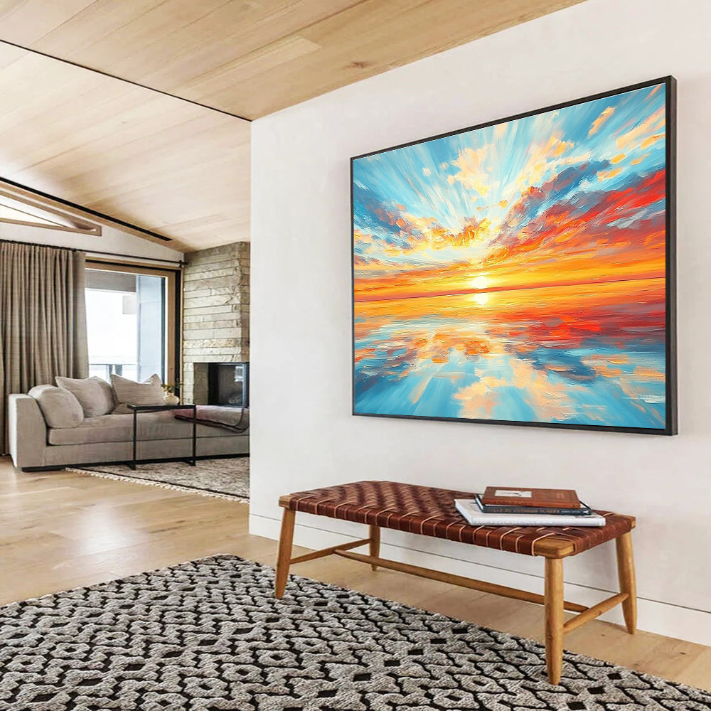 Breathtaking Sunset Over Sea Art for Coastal Living Room & Beachfront Hotel SC403