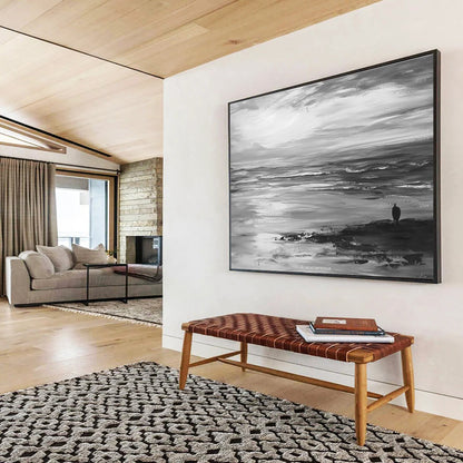 Solitary Figure by the Sea Art for Beach House & Meditation Space SC015