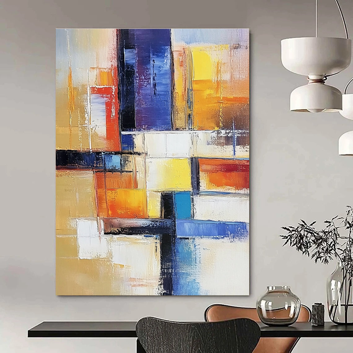 Colorful Geometric Abstract Composition for Modern Office Meeting Room & Interior Design Studio STSC153