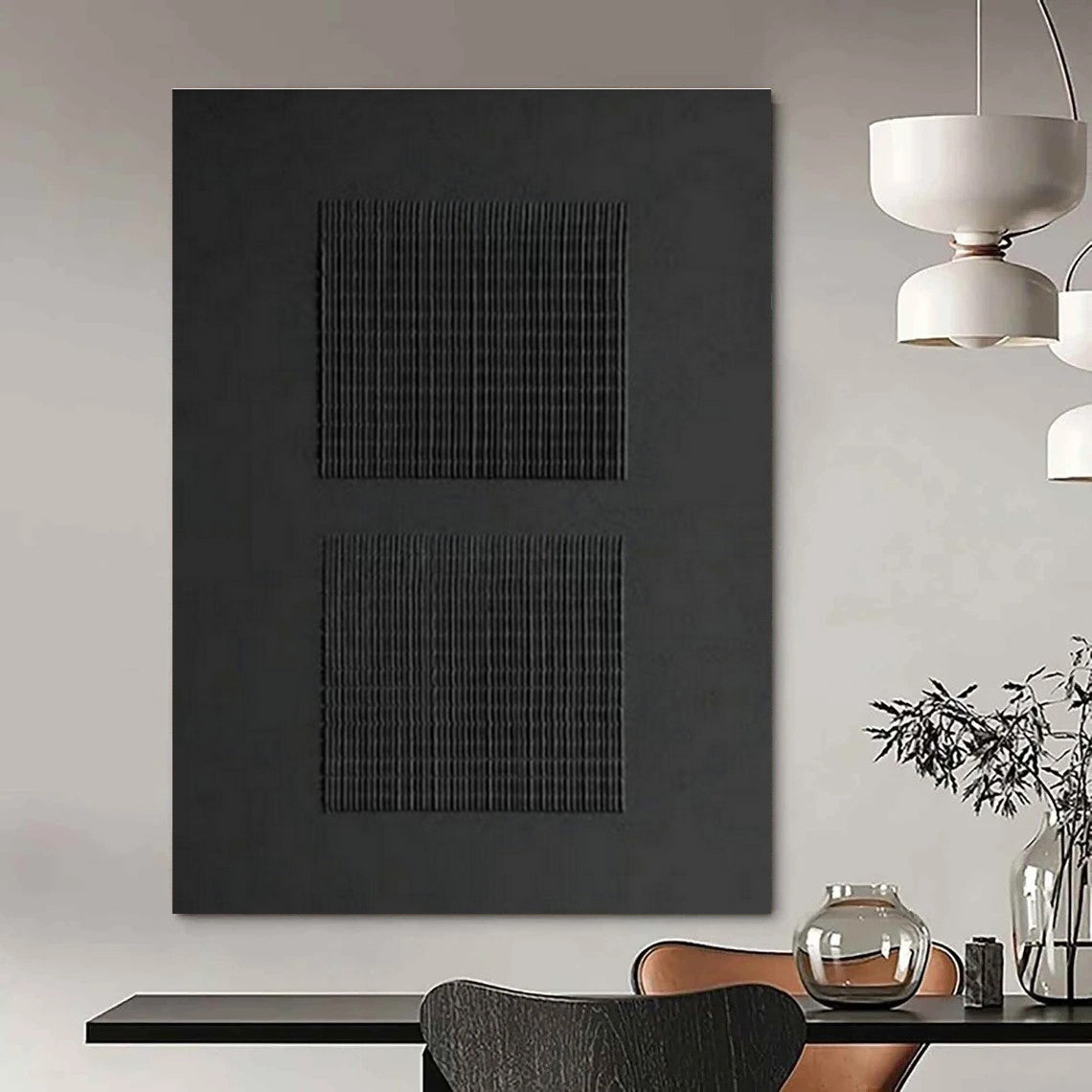 Black Grid Abstract Art for Industrial - Style Cafés DLZ0246