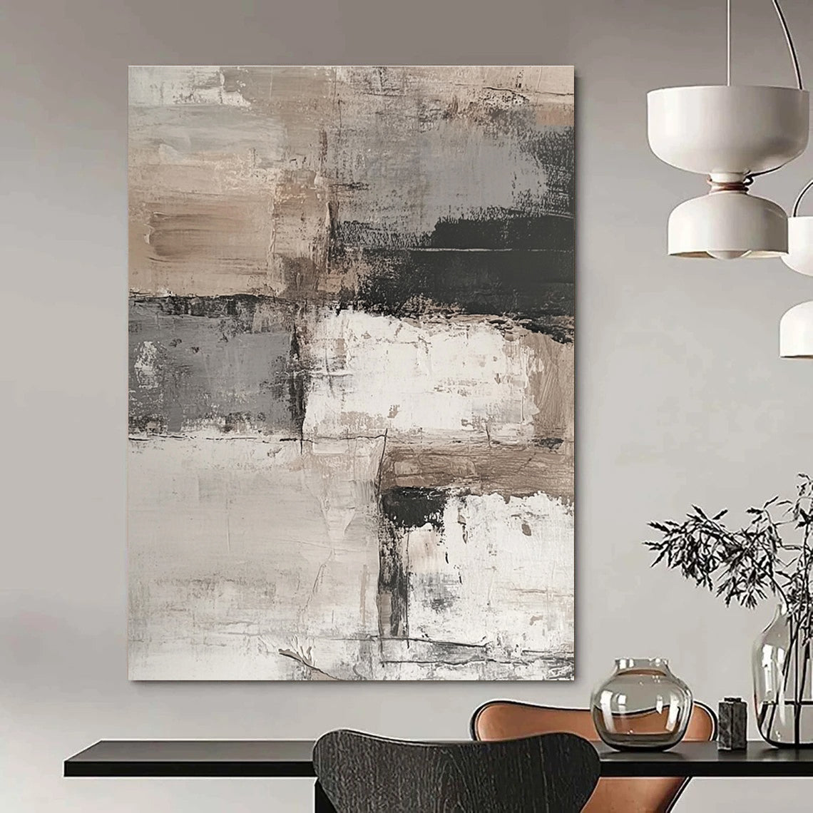 Layered Neutral Abstract for Contemporary Living Space & Art - Centric Workplace STSC269
