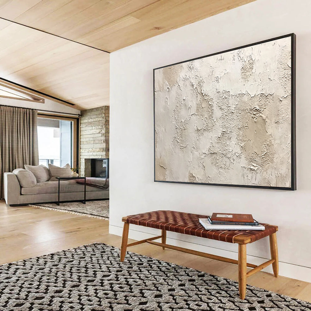 Textured Neutral Wall Art for Rustic Home Library & Earth - Tone Spa SC183